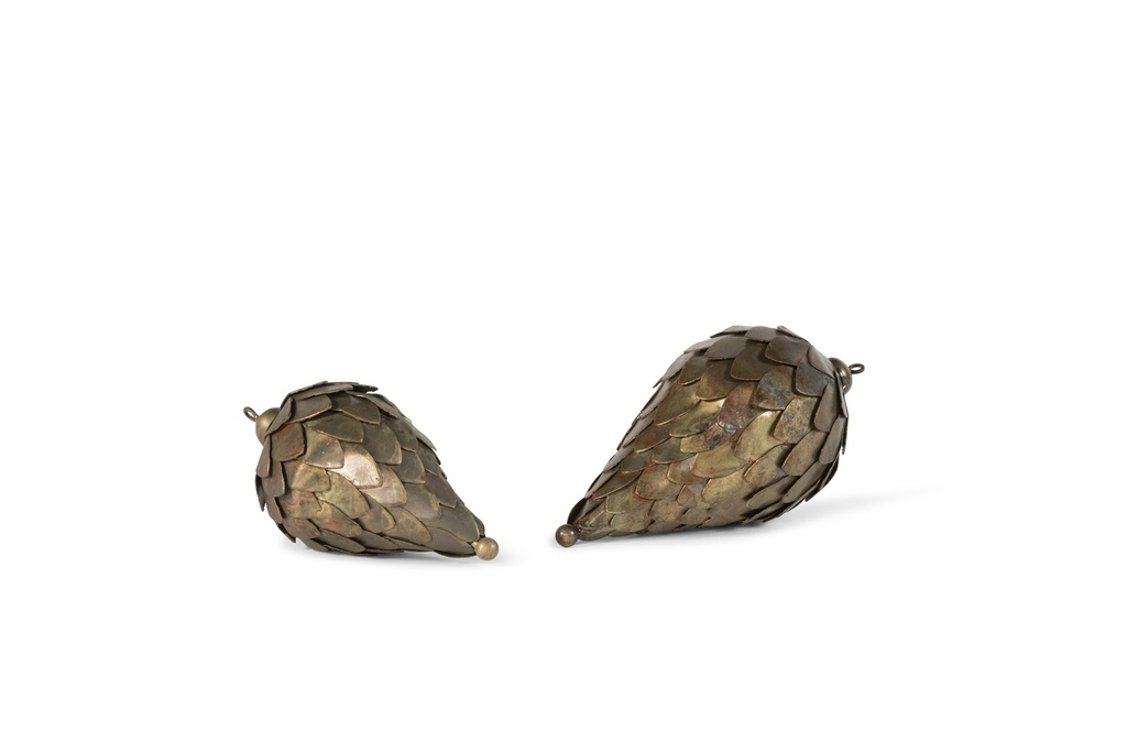 Hanging pinecone aged brass crackle large - Ø8,5x15cm - p 4/48