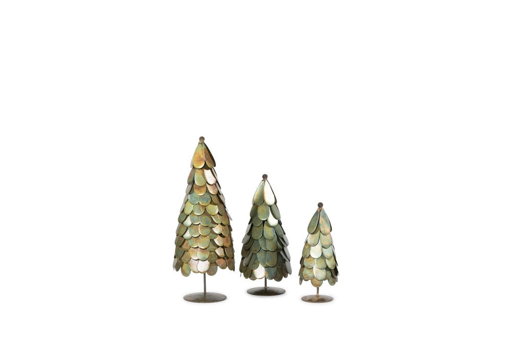 X-mass tree aged brass - set of 3 - Ø9x22cm / Ø12x28cm / Ø13x37,5cm - p 1/2