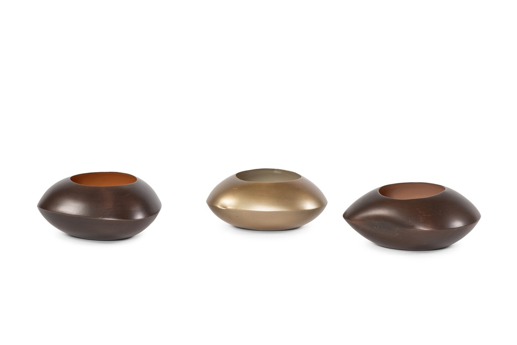 T-Lightholder copper antique / orange enamel - 12x12x5,5cm - 6/48