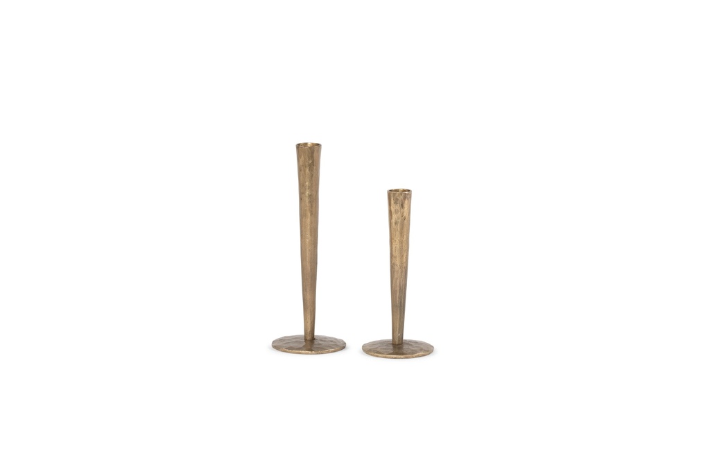 Handforged taperholder - brass antique for tapers Ø2,1cm - set of 2 - H20cm/H25cm - p/2 sets
