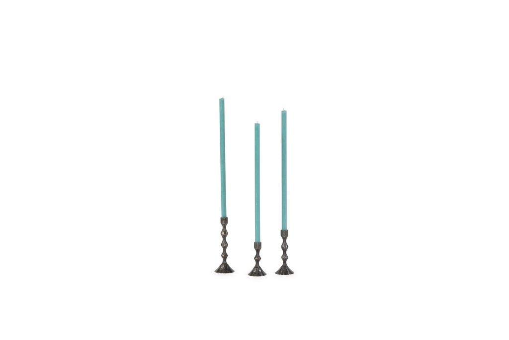 Handforged fine taperholder - bronze antique -for tapers Ø1,2cm - set of 3 - H8cm/H10cm/H12cm - p/2 sets