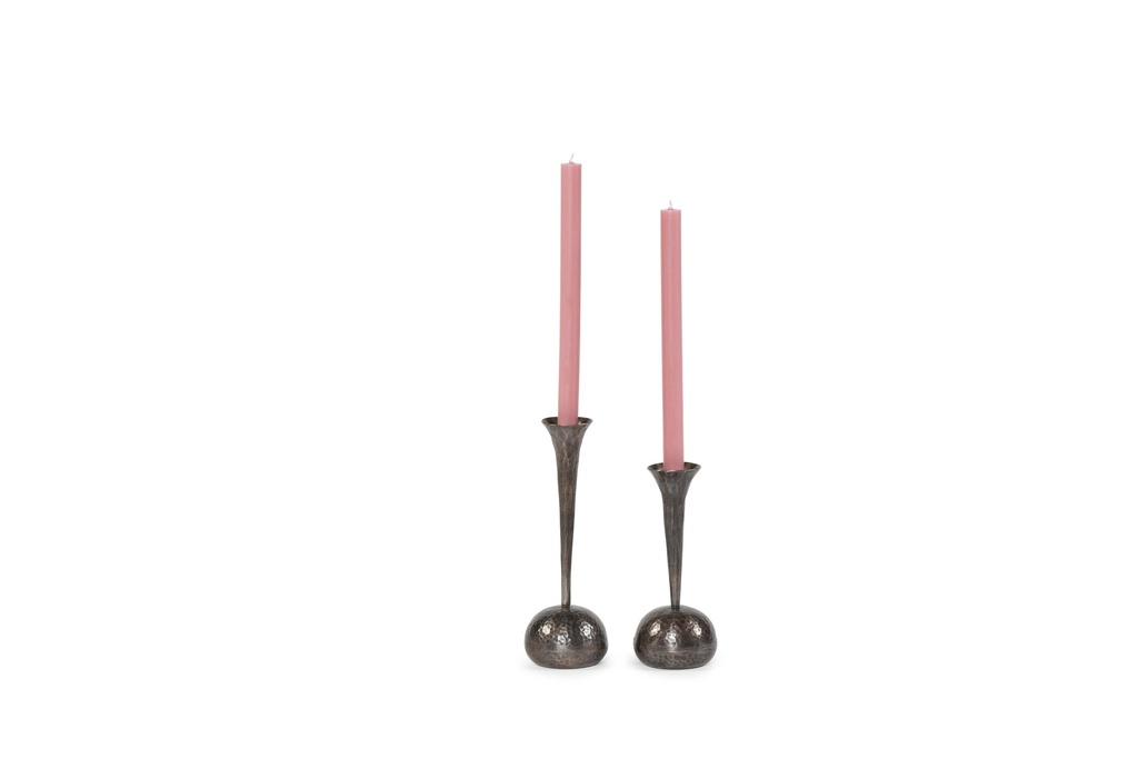 Handforged vase taperholder - bronze antique - for tapers Ø2,1cm - set of 2 - H20cm/H25cm - p/2 sets