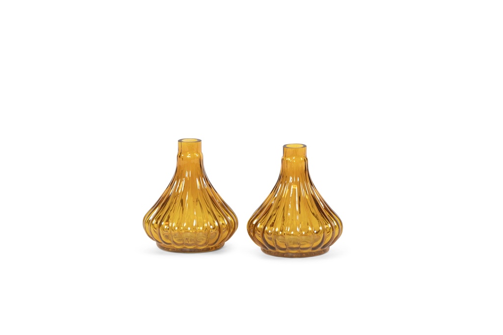 Soliflower ribbed sprayed - amber - Ø12,5x12,5cm - p/4/16
