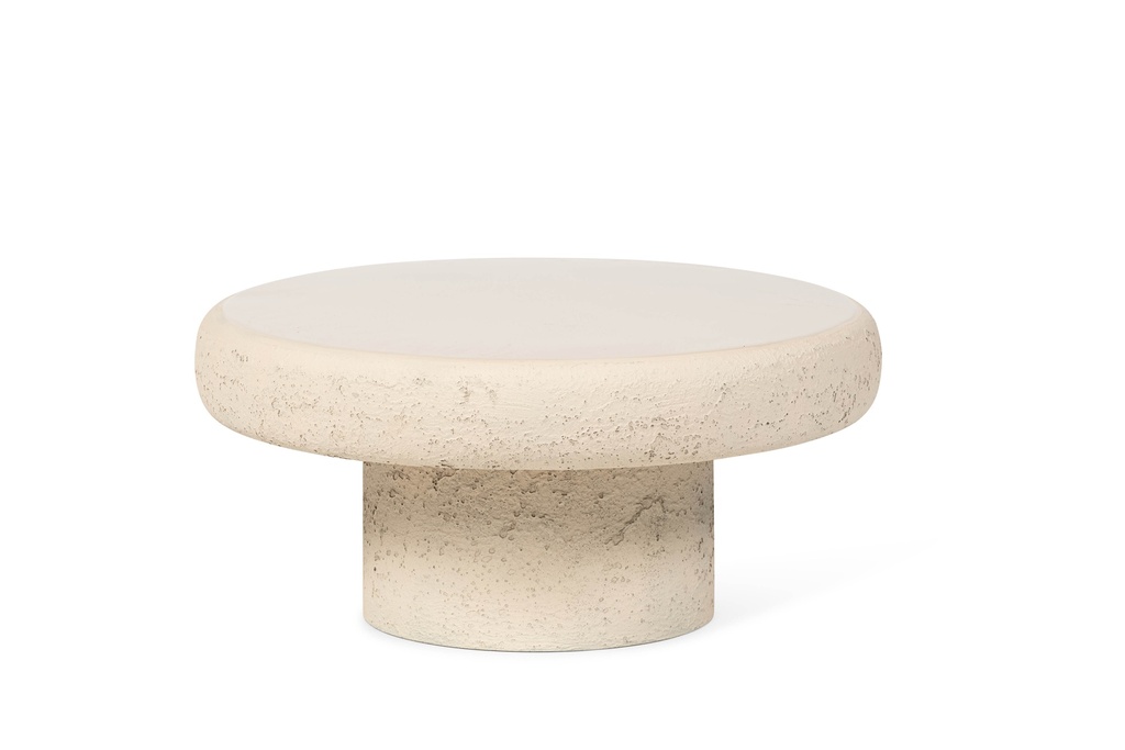 Coffee table rounded enamel with base - texture beige - Ø60x27cm - p1/1