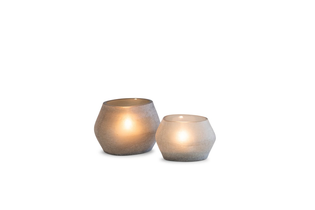 T-light holder oval matt light smoke - large - 13,5x11,5x10cm - p/4/16