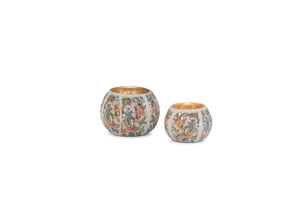 Votive boll crackeled glass - X-mas rendeer - small- Ø8x6cm - p/6