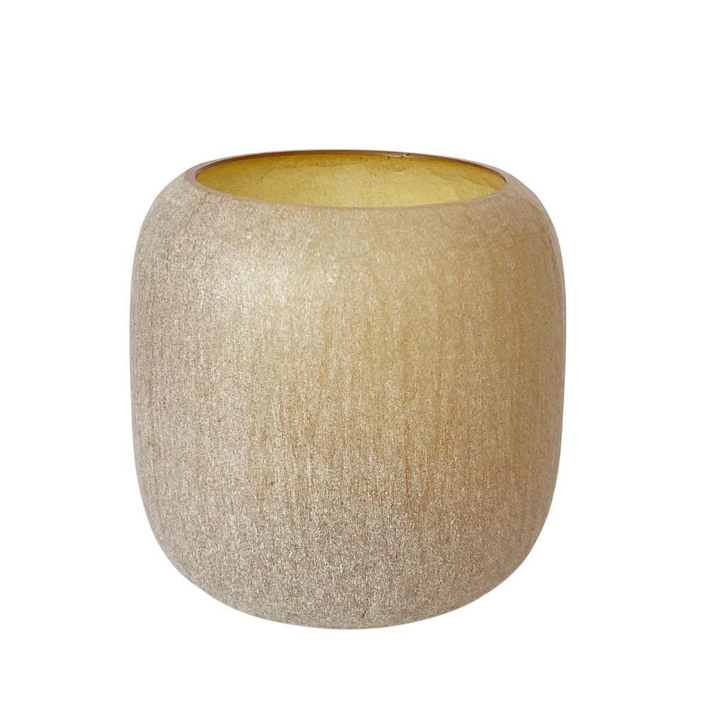 Mouthblown T-light round amber matt - Ø9x9cm - p/1/24