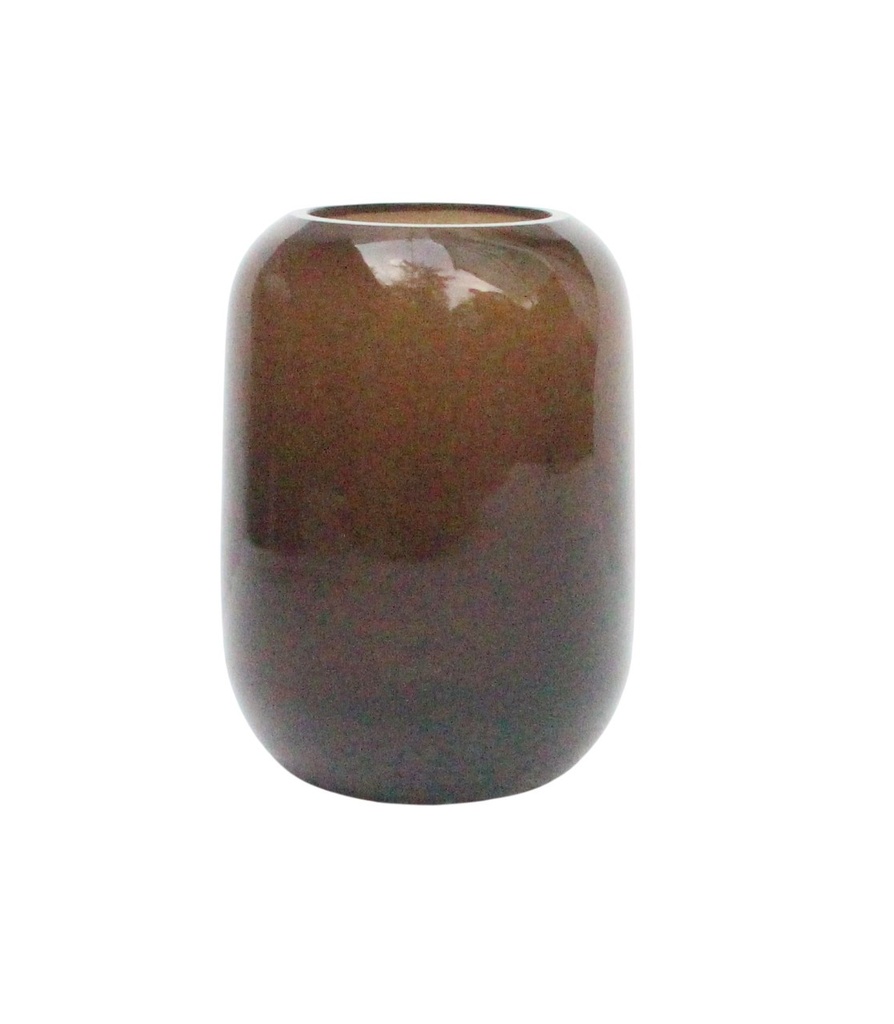 Mouthblown T-light round smoke shiny - Ø10x13cm - p/1/12