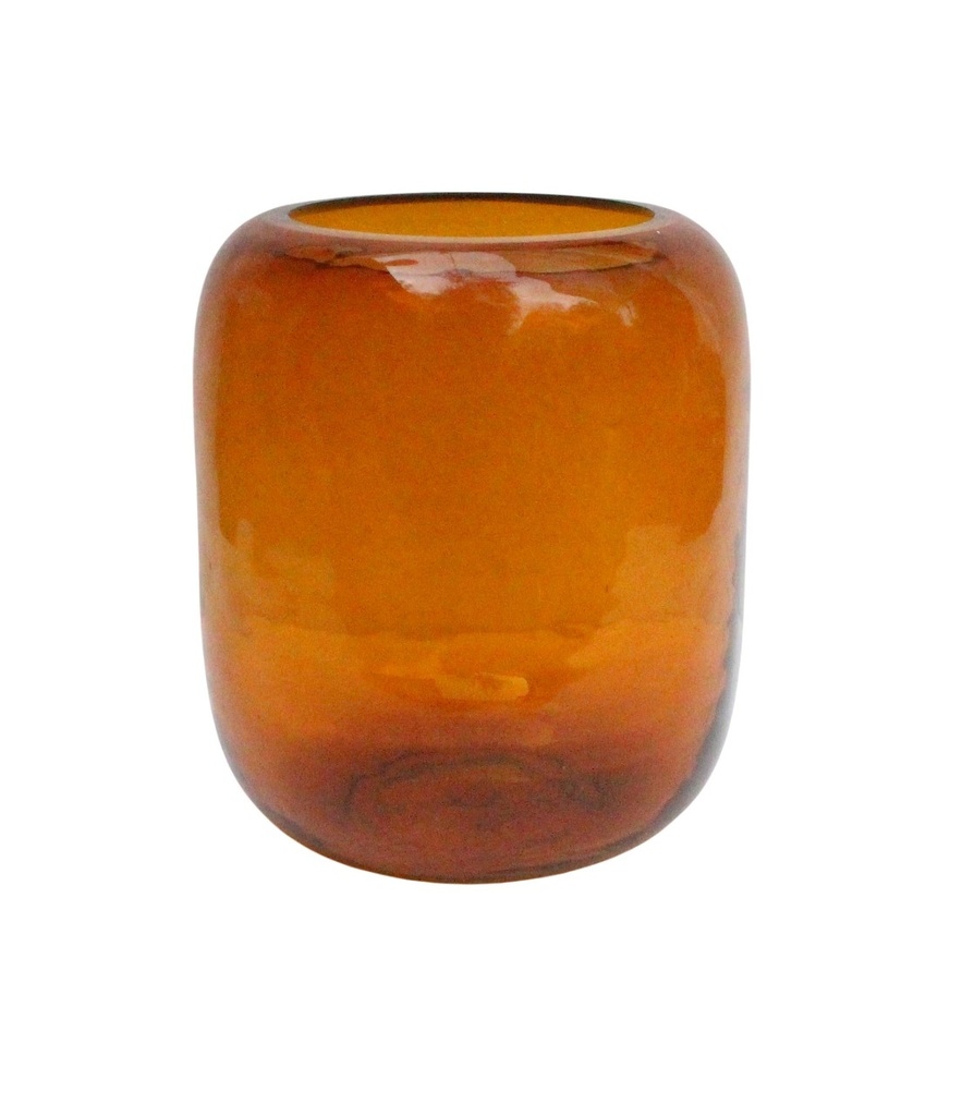 Mouthblown vase amber shiny - medium - Ø21x23cm - p/1/1
