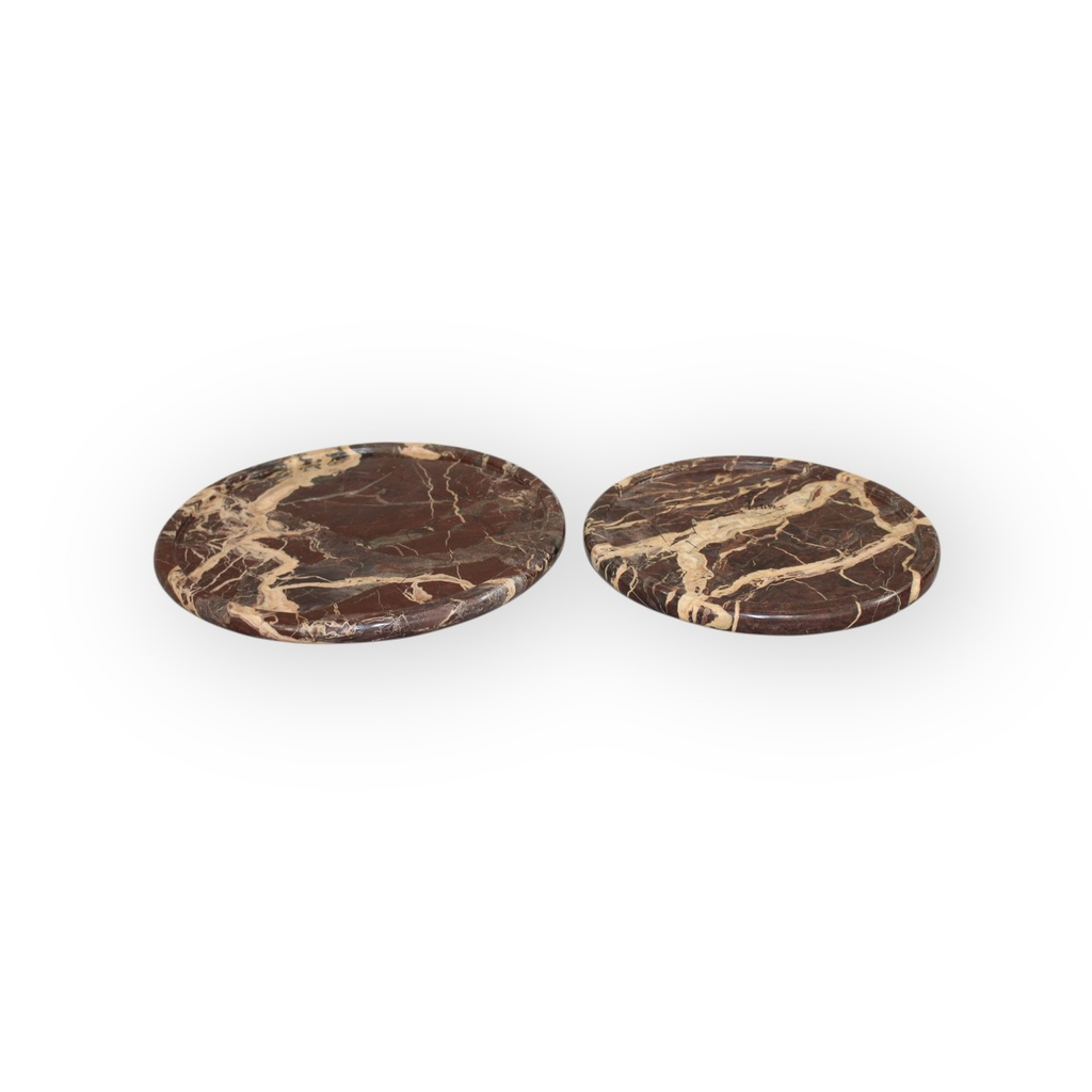 Plate round marble - red - set of 2 - Ø26x2cm / Ø32x2cm - p/1/1