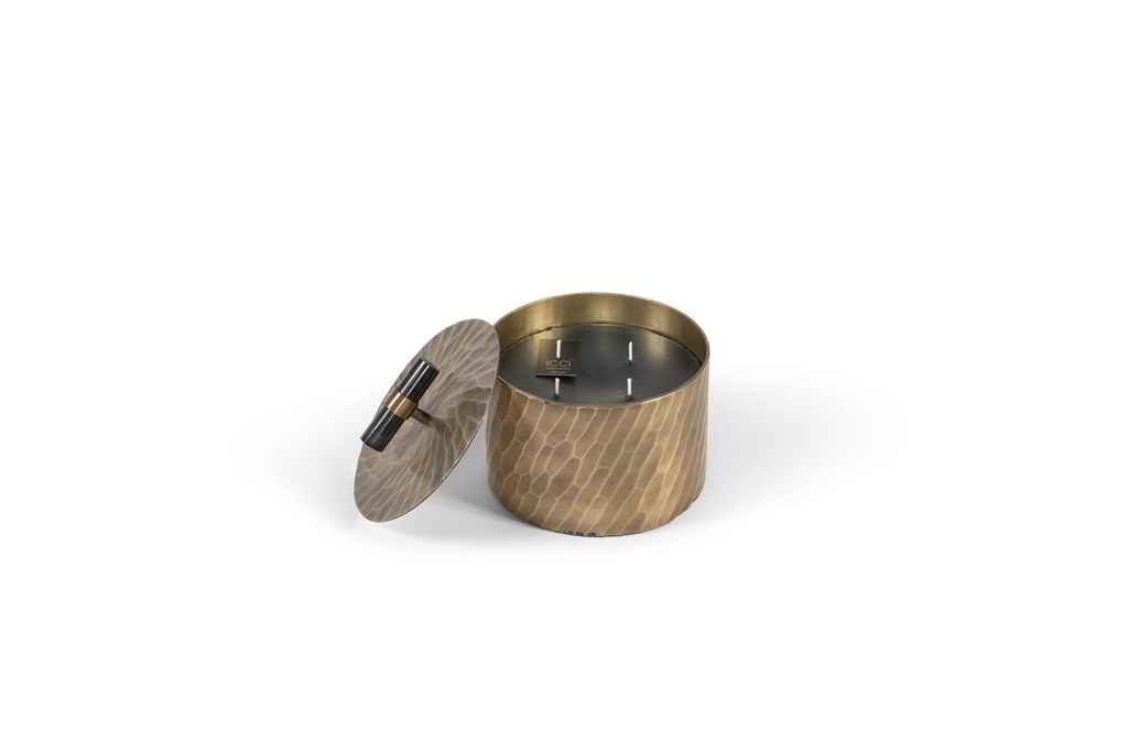 Scented candle brass votive cross texture with lid - Ø 15x13cm - 3 - int. cot. - p/2