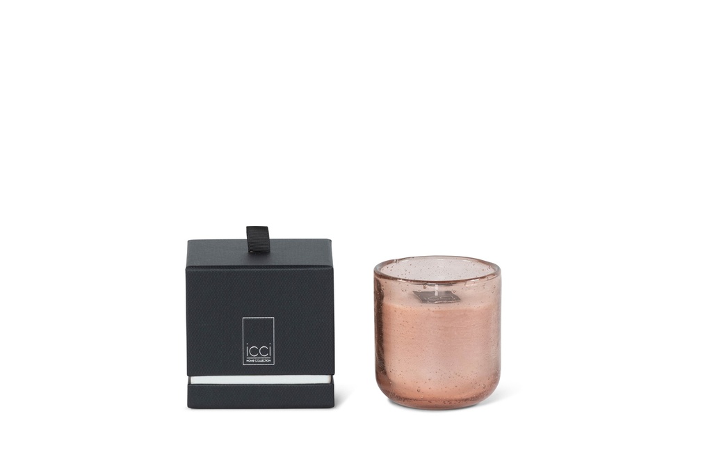 Scented candle in bubble glass copper with colored wax - Ø 9 x 10 cm - 1 int. cot. - p/6