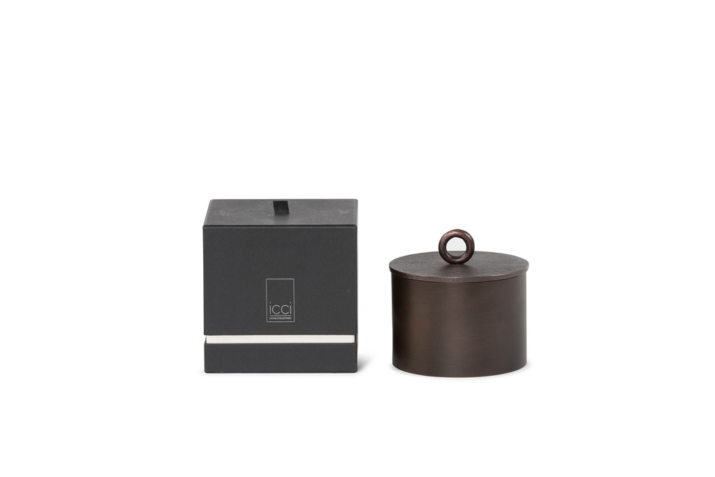 Metal box with lid copper antique - small - Ø 12,5x13cm - 2 - int. cot. - p/4