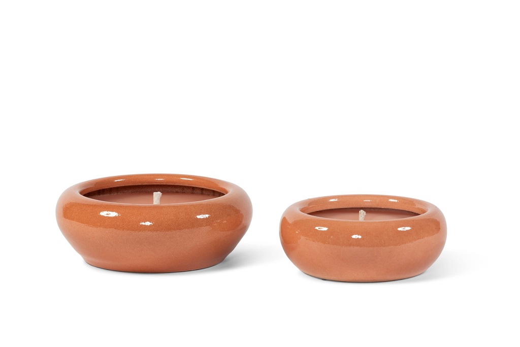 Bowl glazed orange small outdoor - Ø28 x 10cm - 1 ext. cot wick - p 2 