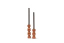 Taperholder aluminium enamel brown set of 2 - 5x5x16 cm - 5x5x23 cm - p 2 