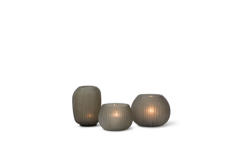 T-light holder vertical stripe cutting light smoke - 14 x 11.5 x 12 cm- p 2/12