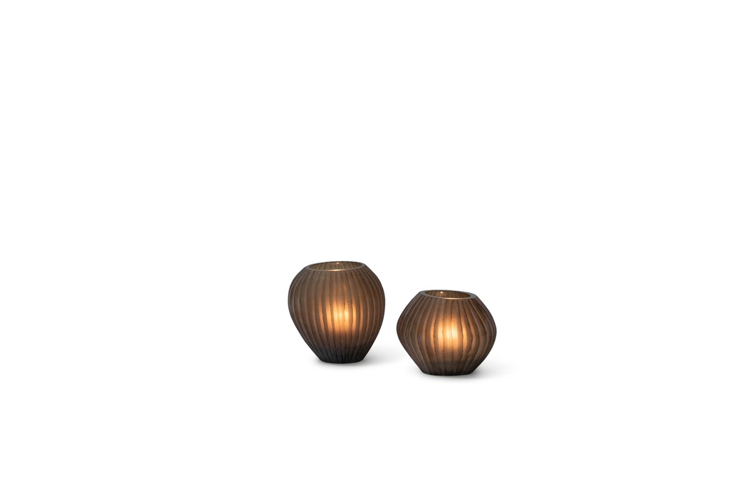 T-light holder vertical stripe cutting copper - 10 x 8.5 x 10cm - 4/24