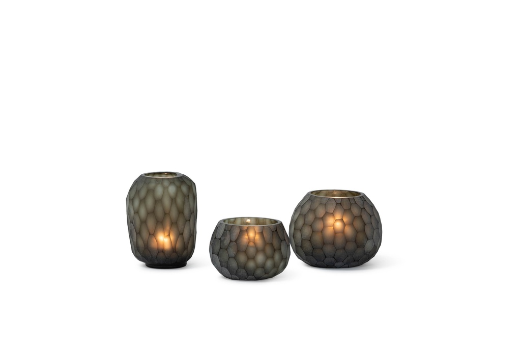T-light holder faceted cutting smoke - 12 x 9 x 15.5 cm - p 2/12