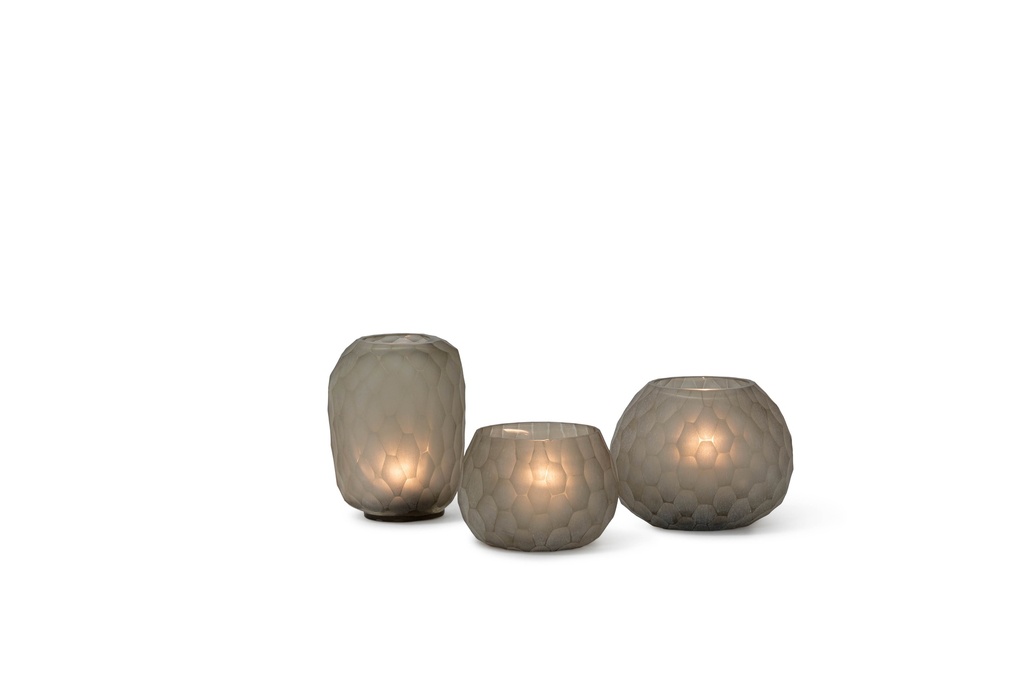 T-light holder faceted cutting light smoke - 13 x 10 x 9.5 cm - p 4/24